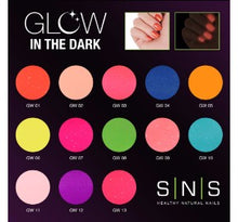Load image into Gallery viewer, SNS Gelous Dipping Powder, Glow In The Dark Collection, 1oz  Full Line of 13 Colors (GW01 - GW13)
