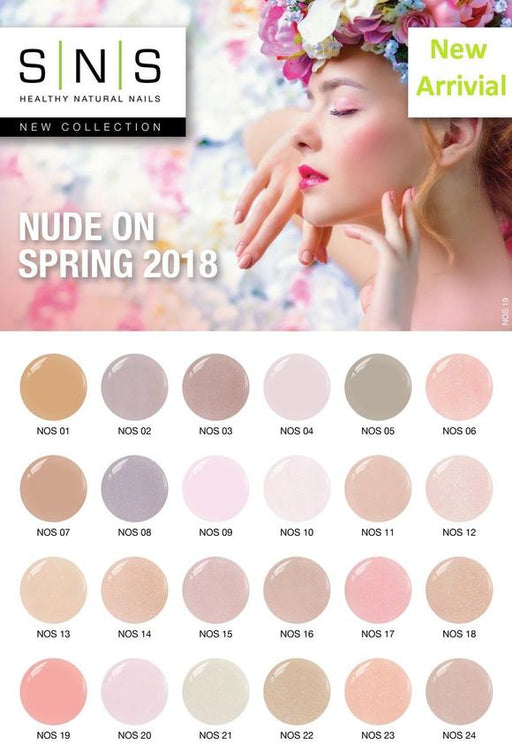 SNS Gelous Dipping Powder, Nude On Spring 2018 Collection,  Full Collection Of 24 Colors (from NOS01 to NOS24) KK1220