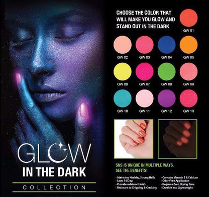 SNS Gelous Dipping Powder, Glow In The Dark Collection, 1oz  Full Line of 13 Colors (GW01 - GW13)