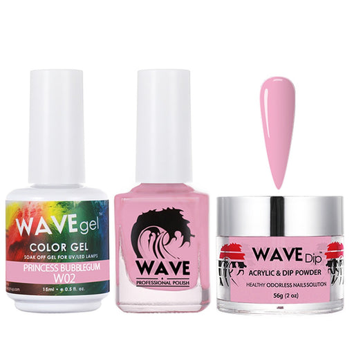 Wave Gel 4in1 Acrylic/Dipping Powder + Gel Polish + Nail Lacquer, SIMPLICITY Collection, 002, Princess Bubble Gum