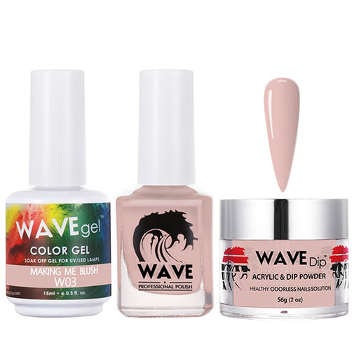 Wave Gel 4in1 Acrylic/Dipping Powder + Gel Polish + Nail Lacquer, SIMPLICITY Collection, 003, Making Me Blush