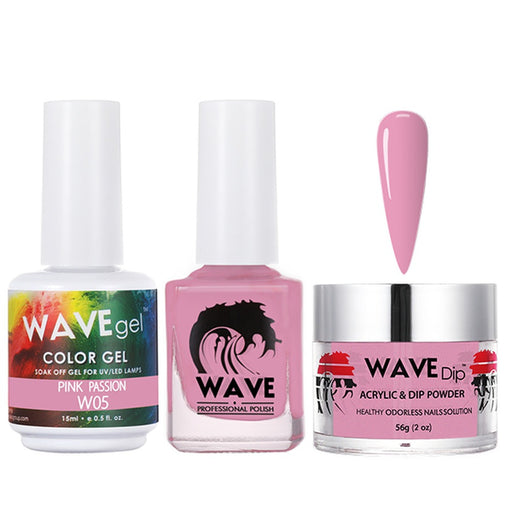 Wave Gel 4in1 Acrylic/Dipping Powder + Gel Polish + Nail Lacquer, SIMPLICITY Collection, 005, Pink Passion
