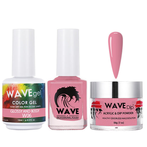 Wave Gel 4in1 Acrylic/Dipping Powder + Gel Polish + Nail Lacquer, SIMPLICITY Collection, 006, Glossy And Bossy
