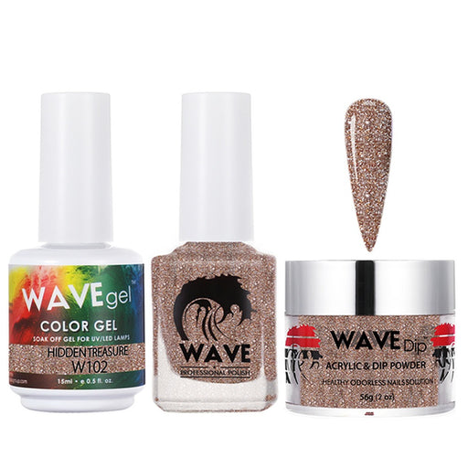 Wave Gel 4in1 Acrylic/Dipping Powder + Gel Polish + Nail Lacquer, SIMPLICITY Collection, 102, Hidden Treasure