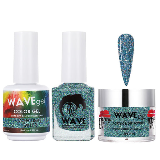 Wave Gel 4in1 Acrylic/Dipping Powder + Gel Polish + Nail Lacquer, SIMPLICITY Collection, 103, Aqua Light