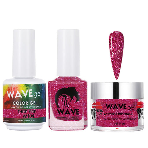 Wave Gel 4in1 Acrylic/Dipping Powder + Gel Polish + Nail Lacquer, SIMPLICITY Collection, 104, Think Pink