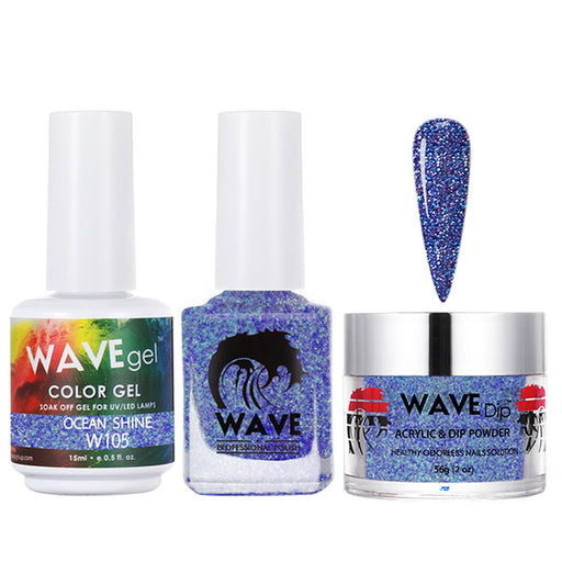 Wave Gel 4in1 Acrylic/Dipping Powder + Gel Polish + Nail Lacquer, SIMPLICITY Collection, 105, Ocean Shine
