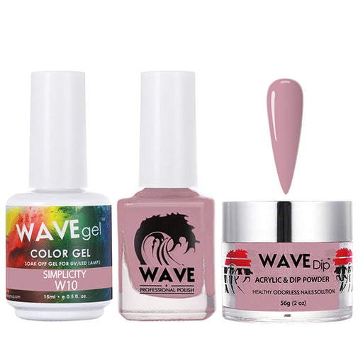 Wave Gel 4in1 Acrylic/Dipping Powder + Gel Polish + Nail Lacquer, SIMPLICITY Collection, 010, Simplicity