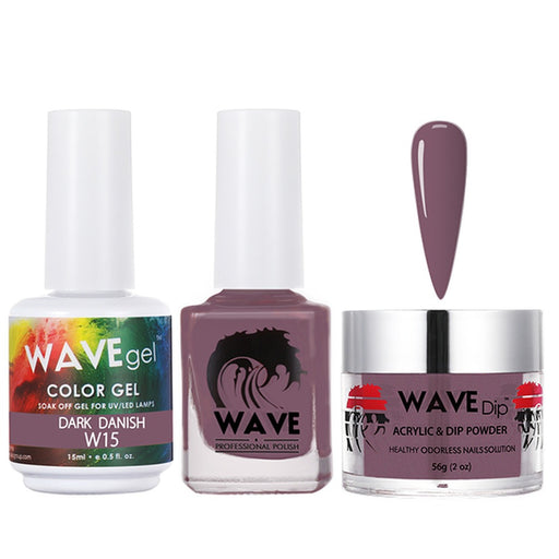 Wave Gel 4in1 Acrylic/Dipping Powder + Gel Polish + Nail Lacquer, SIMPLICITY Collection, 015, Dark Danish