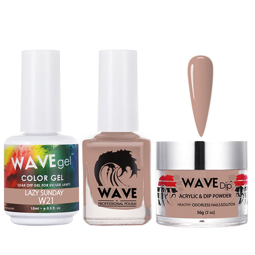 Wave Gel 4in1 Acrylic/Dipping Powder + Gel Polish + Nail Lacquer, SIMPLICITY Collection, 021, Lazy Sunday