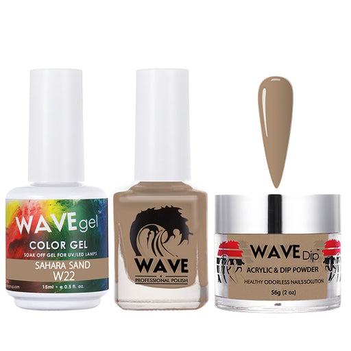Wave Gel 4in1 Acrylic/Dipping Powder + Gel Polish + Nail Lacquer, SIMPLICITY Collection, 022, Sahara Sand
