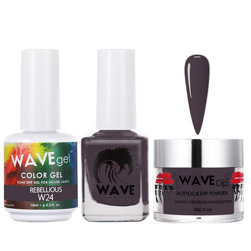 Wave Gel 4in1 Acrylic/Dipping Powder + Gel Polish + Nail Lacquer, SIMPLICITY Collection, 024, Rebelious