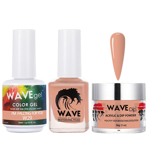 Wave Gel 4in1 Acrylic/Dipping Powder + Gel Polish + Nail Lacquer, SIMPLICITY Collection, 029, I'm Fall-ing For You
