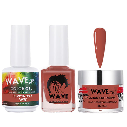 Wave Gel 4in1 Acrylic/Dipping Powder + Gel Polish + Nail Lacquer, SIMPLICITY Collection, 030, Pumpkin Spice