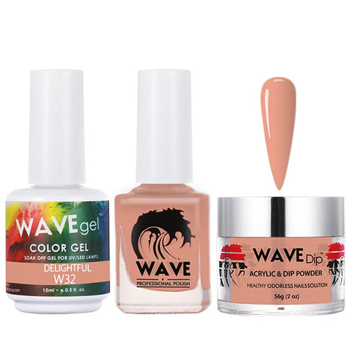 Wave Gel 4in1 Acrylic/Dipping Powder + Gel Polish + Nail Lacquer, SIMPLICITY Collection, 032, Delightful