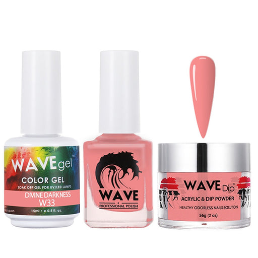 Wave Gel 4in1 Acrylic/Dipping Powder + Gel Polish + Nail Lacquer, SIMPLICITY Collection, 033, Divine Darkness