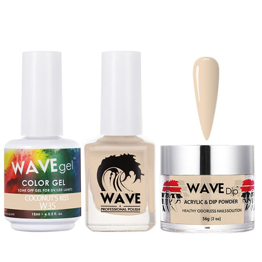 Wave Gel 4in1 Acrylic/Dipping Powder + Gel Polish + Nail Lacquer, SIMPLICITY Collection, 035, Coconut's Kiss