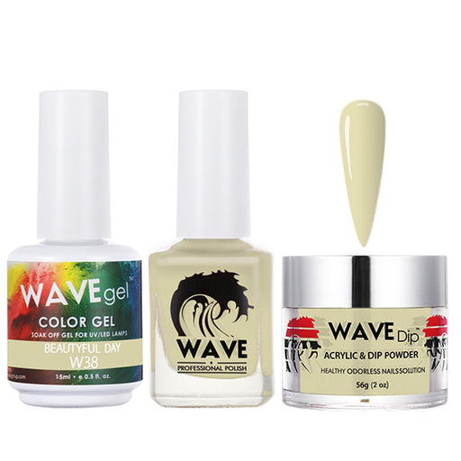 Wave Gel 4in1 Acrylic/Dipping Powder + Gel Polish + Nail Lacquer, SIMPLICITY Collection, 038, Beautiful Day