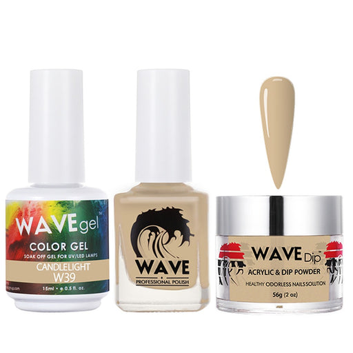 Wave Gel 4in1 Acrylic/Dipping Powder + Gel Polish + Nail Lacquer, SIMPLICITY Collection, 039, Candlelight