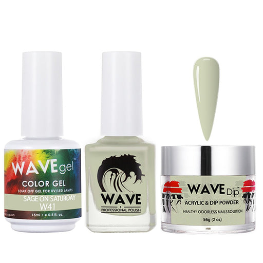 Wave Gel 4in1 Acrylic/Dipping Powder + Gel Polish + Nail Lacquer, SIMPLICITY Collection, 041, Sage On Saturday