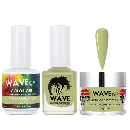 Wave Gel 4in1 Acrylic/Dipping Powder + Gel Polish + Nail Lacquer, SIMPLICITY Collection, 042, Matcha Green Tea