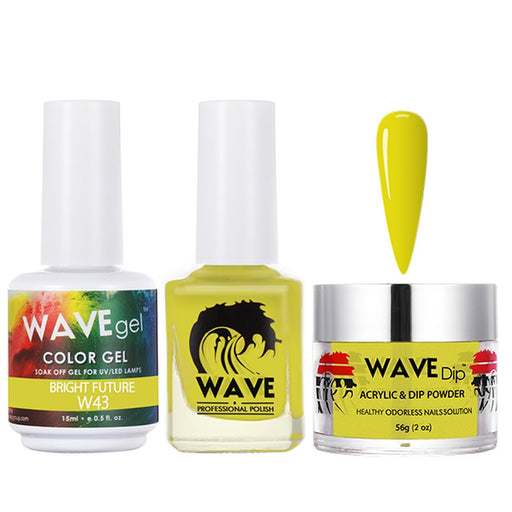 Wave Gel 4in1 Acrylic/Dipping Powder + Gel Polish + Nail Lacquer, SIMPLICITY Collection, 043, Bright Future