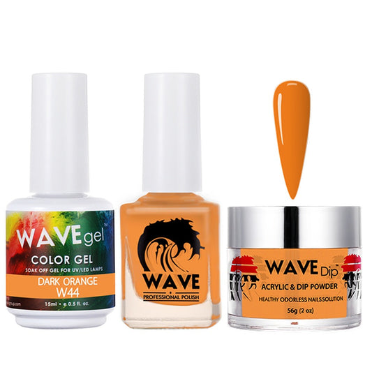 Wave Gel 4in1 Acrylic/Dipping Powder + Gel Polish + Nail Lacquer, SIMPLICITY Collection, 044, Dark Orange