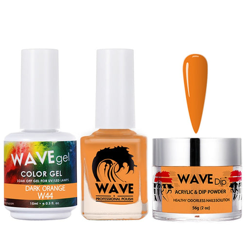 Wave Gel 4in1 Acrylic/Dipping Powder + Gel Polish + Nail Lacquer, SIMPLICITY Collection, 044, Dark Orange