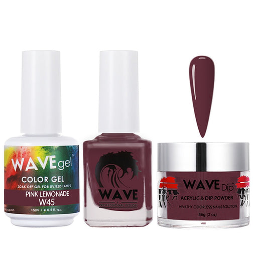 Wave Gel 4in1 Acrylic/Dipping Powder + Gel Polish + Nail Lacquer, SIMPLICITY Collection, 045, Pink Lemonade