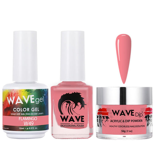 Wave Gel 4in1 Acrylic/Dipping Powder + Gel Polish + Nail Lacquer, SIMPLICITY Collection, 049, Flamingo