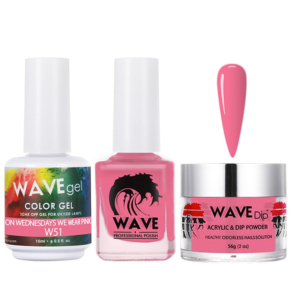 Wave Gel 4in1 Acrylic/Dipping Powder + Gel Polish + Nail Lacquer, SIMPLICITY Collection, 051, On Wednesdays We Wear Pink