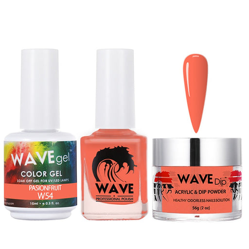 Wave Gel 4in1 Acrylic/Dipping Powder + Gel Polish + Nail Lacquer, SIMPLICITY Collection, 054, Passionfruit