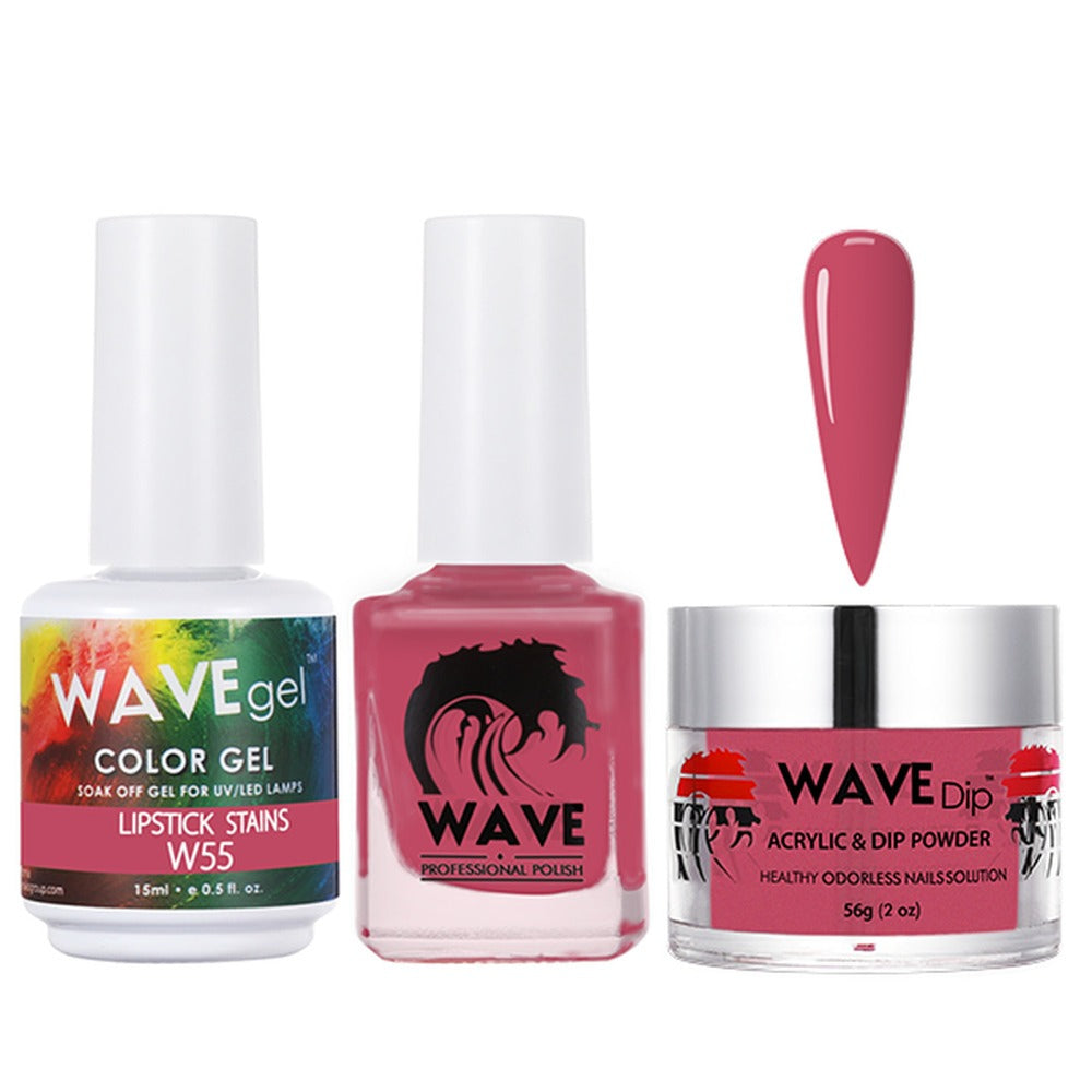 Wave Gel 4in1 Acrylic/Dipping Powder + Gel Polish + Nail Lacquer, SIMPLICITY Collection, 055, Lipstick Stains