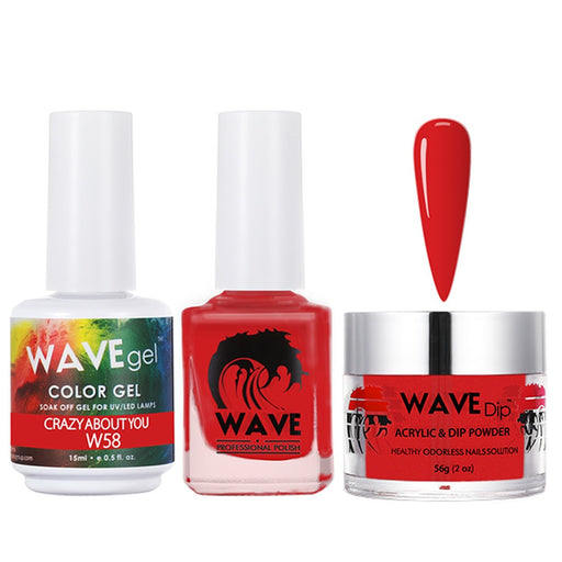 Wave Gel 4in1 Acrylic/Dipping Powder + Gel Polish + Nail Lacquer, SIMPLICITY Collection, 058, Crazy About You