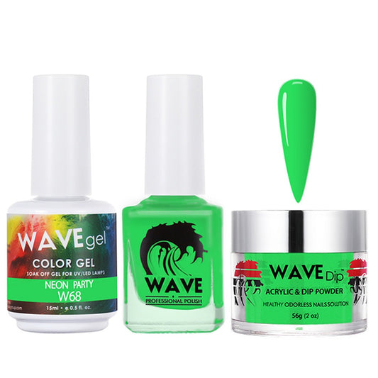 Wave Gel 4in1 Acrylic/Dipping Powder + Gel Polish + Nail Lacquer, SIMPLICITY Collection, 068, Neon Party