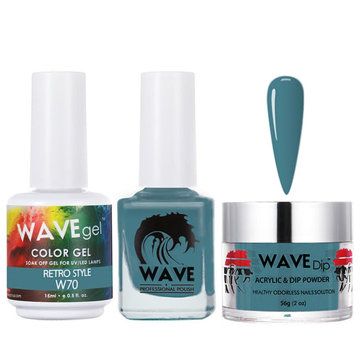 Wave Gel 4in1 Acrylic/Dipping Powder + Gel Polish + Nail Lacquer, SIMPLICITY Collection, 070, Retro Style