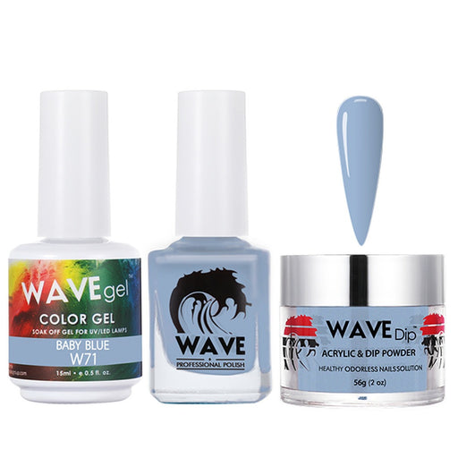 Wave Gel 4in1 Acrylic/Dipping Powder + Gel Polish + Nail Lacquer, SIMPLICITY Collection, 071, Baby Blue
