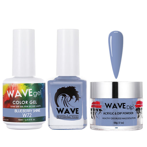 Wave Gel 4in1 Acrylic/Dipping Powder + Gel Polish + Nail Lacquer, SIMPLICITY Collection, 072, Blueberry Shine