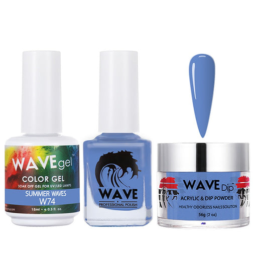Wave Gel 4in1 Acrylic/Dipping Powder + Gel Polish + Nail Lacquer, SIMPLICITY Collection, 074, Summer Waves