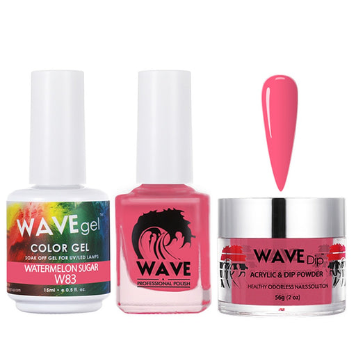 Wave Gel 4in1 Acrylic/Dipping Powder + Gel Polish + Nail Lacquer, SIMPLICITY Collection, 083, Watermelon Sugar