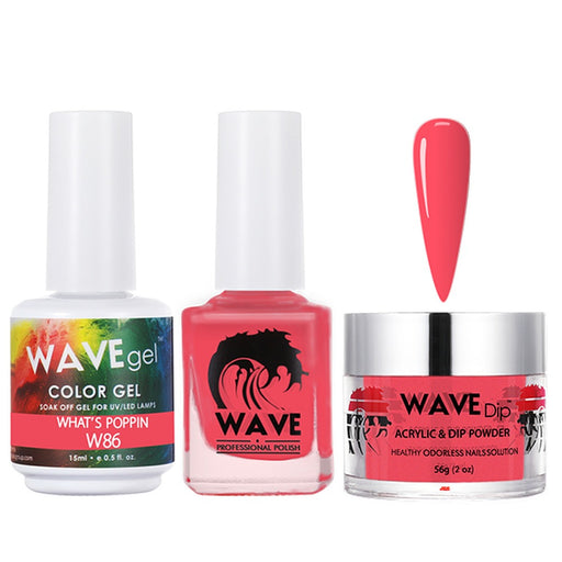 Wave Gel 4in1 Acrylic/Dipping Powder + Gel Polish + Nail Lacquer, SIMPLICITY Collection, 086, What's Poppin