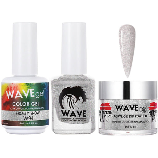 Wave Gel 4in1 Acrylic/Dipping Powder + Gel Polish + Nail Lacquer, SIMPLICITY Collection, 094, Frosty Snow