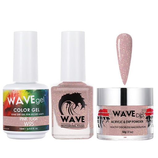 Wave Gel 4in1 Acrylic/Dipping Powder + Gel Polish + Nail Lacquer, SIMPLICITY Collection, 095, Pink Flash