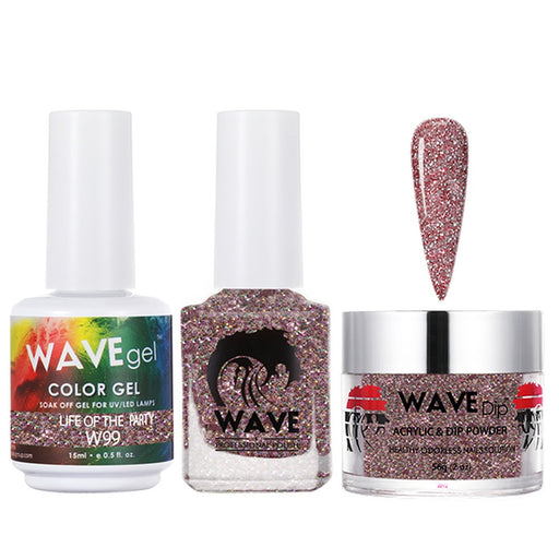 Wave Gel 4in1 Acrylic/Dipping Powder + Gel Polish + Nail Lacquer, SIMPLICITY Collection, 099, Life Of The Party